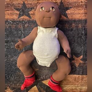 Adorable Homemade Cabbage Patch style African American Doll.  Legs need attached